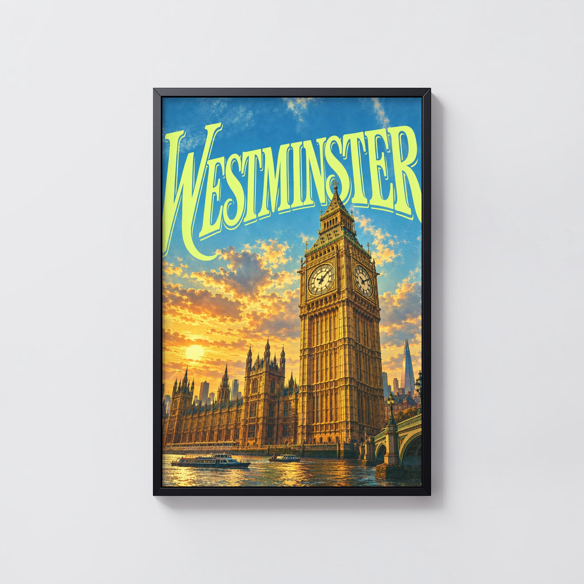 Vintage Westminster Poster, London Wall Art, Big Ben Print