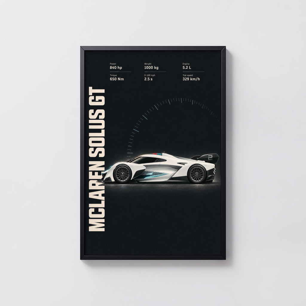 Vintage McLaren Solus GT Print, Supercar Wall Art