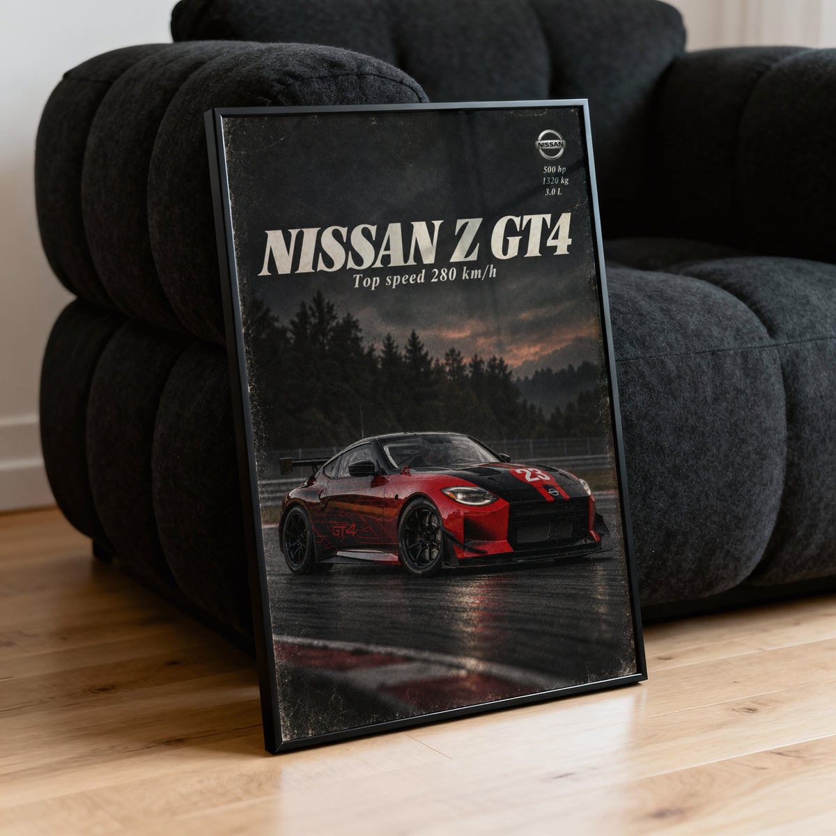 Vintage Nissan Z GT4 Print, Racing Car Wall Art