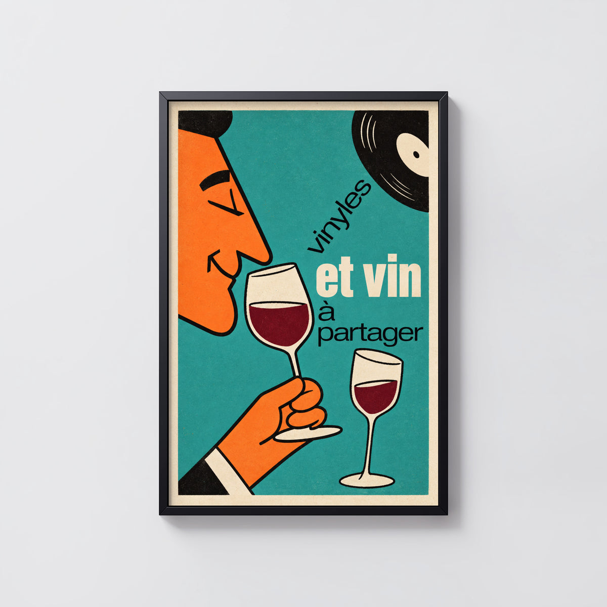 Vintage Red Wine Print Poster, Retro Vinyl Wall Art
