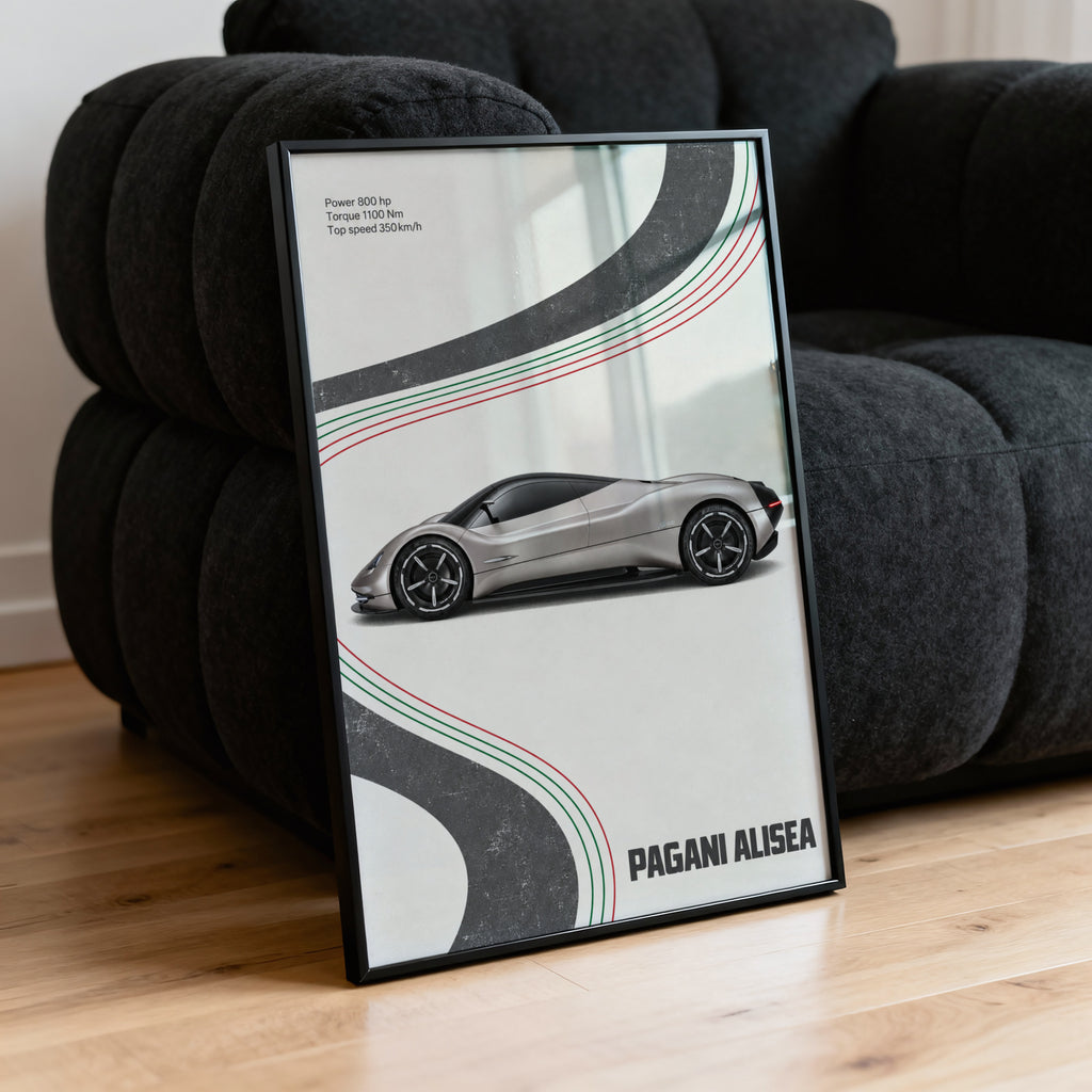 Vintage Pagani Alisea Print, Supercar Poster, Car Wall Art