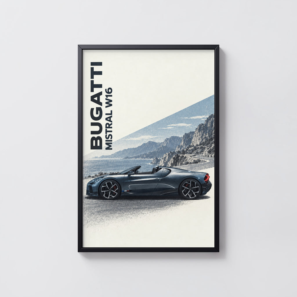 Vintage Bugatti Print, Supercar Wall Art
