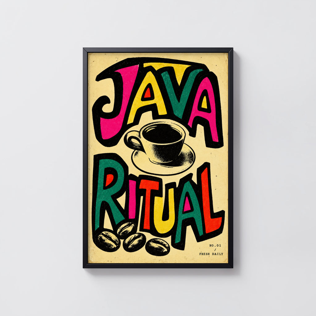 Vintage Java Ritual Coffee Print and Poster, Kitchen Art
