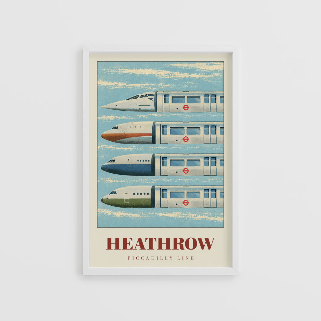 Vintage Heathrow Poster, Piccadilly Line London Print