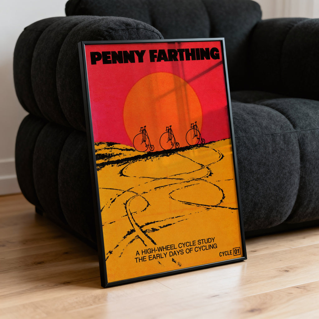 Vintage Penny Farthing Poster, Retro Cycling Wall Art Print