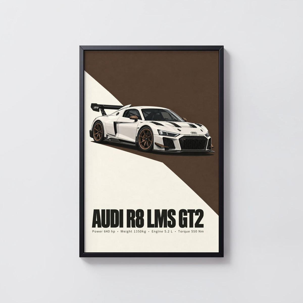 Vintage Audi R8 LMS GT2 Print, Race Car Wall Art