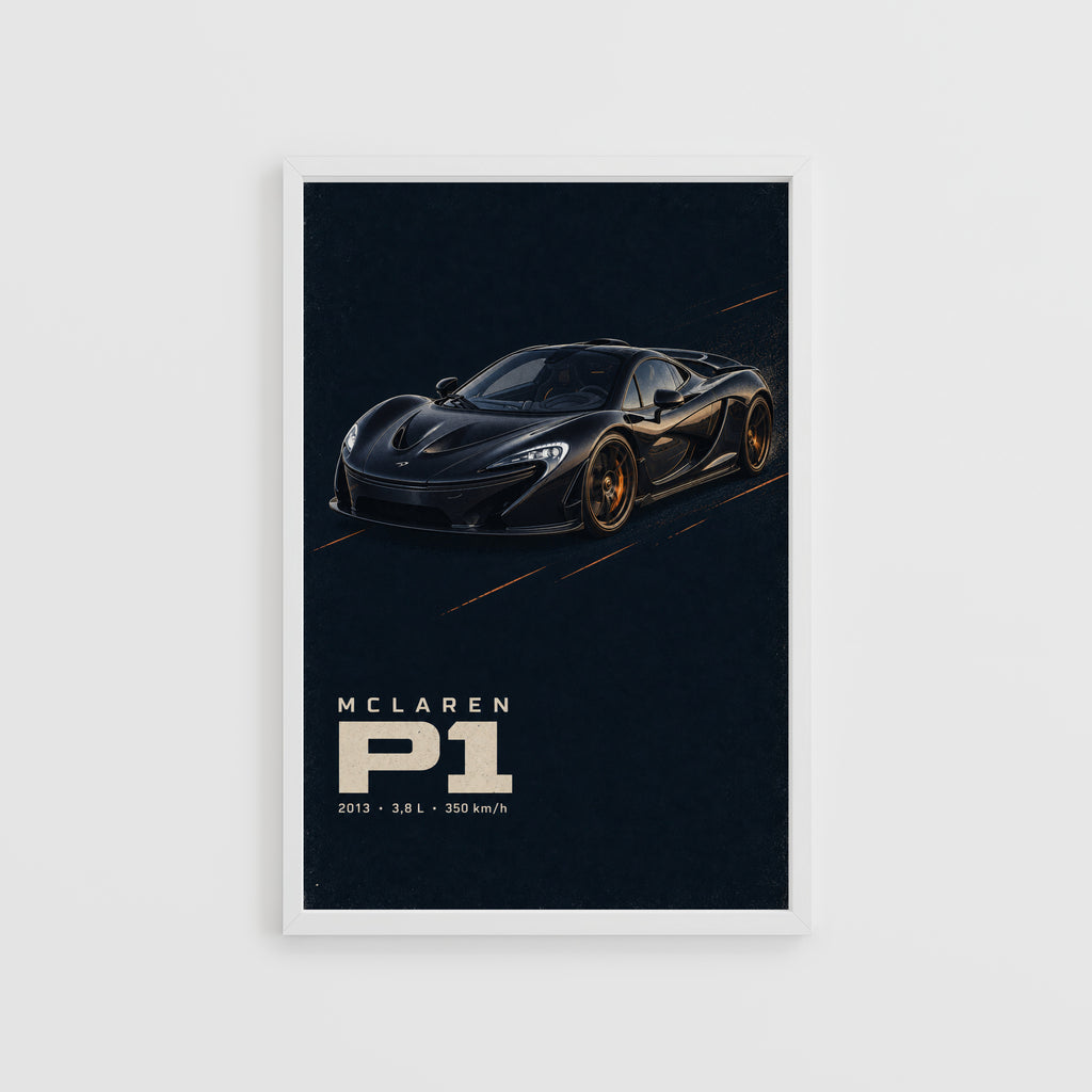 Vintage McLaren P1 Print, Supercar Wall Art