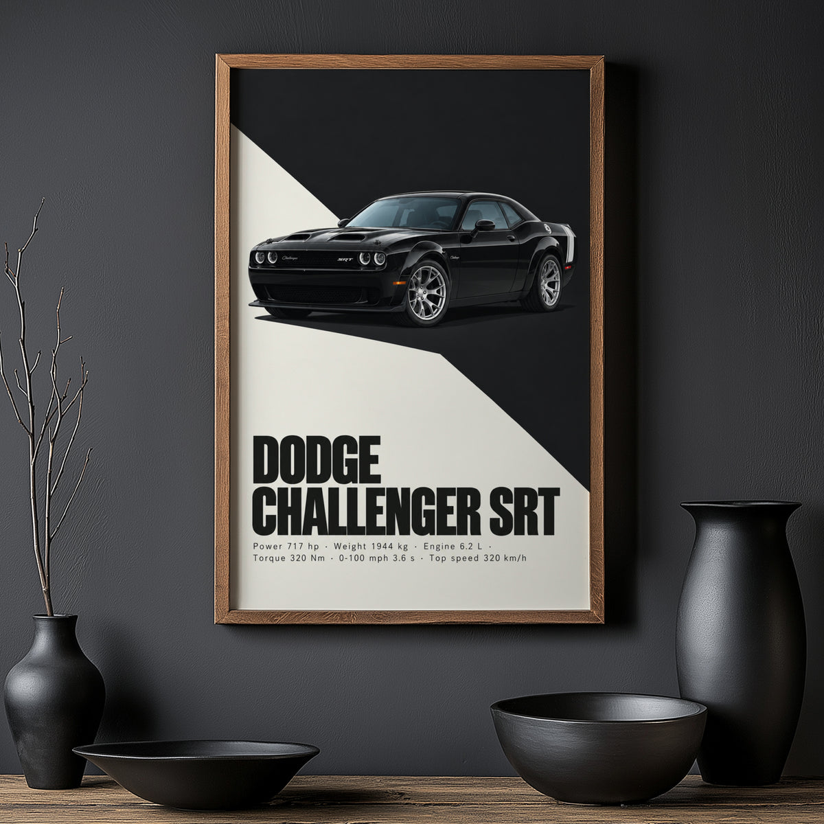 Vintage Dodge Challenger SRT Print, Muscle Car