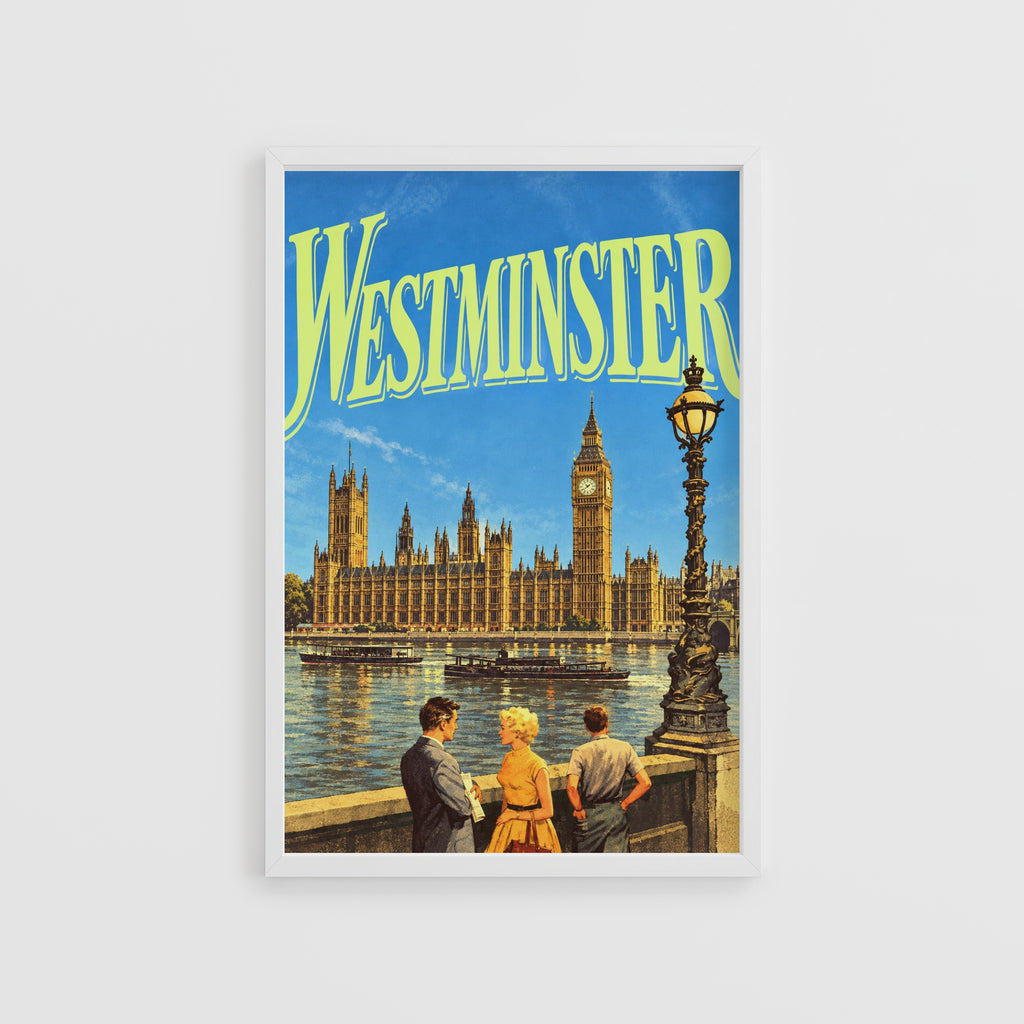 Vintage Westminster London Poster, Big Ben Wall Art Print