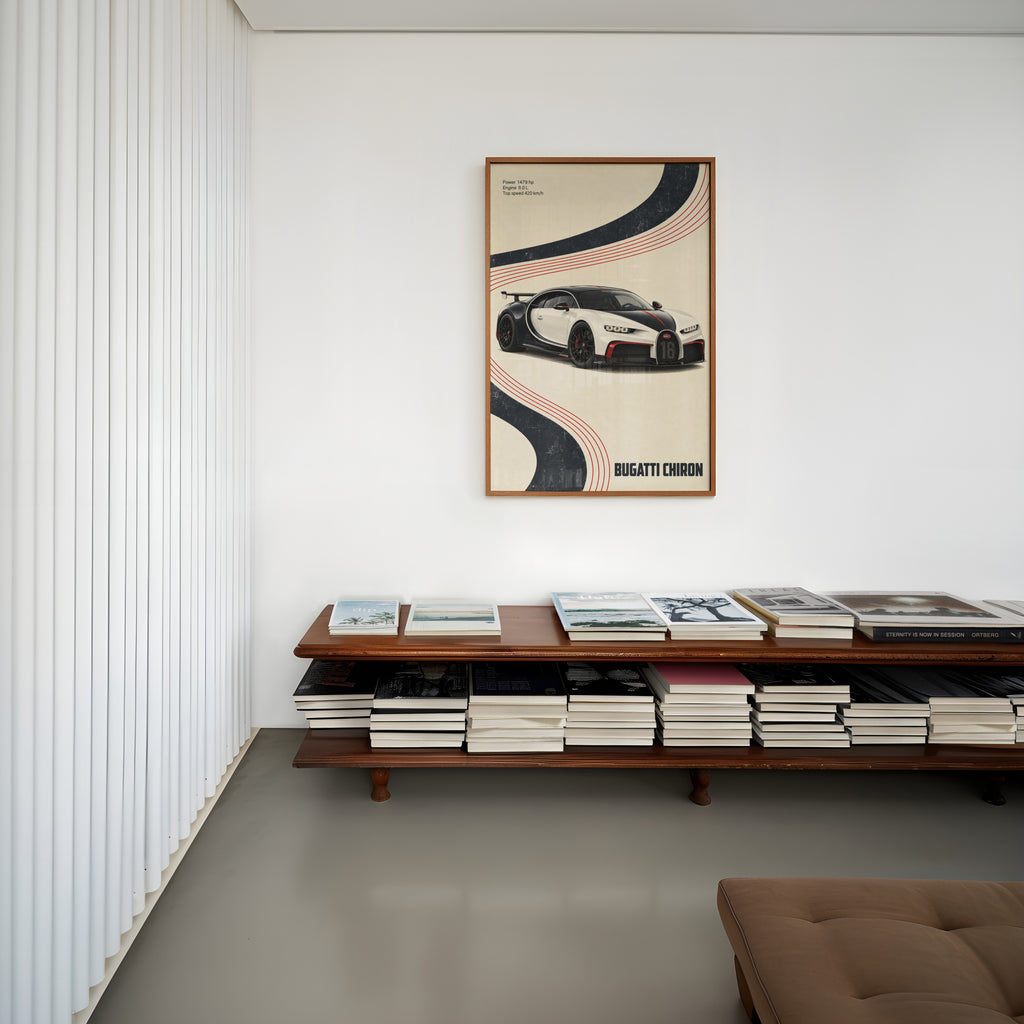 Vintage Bugatti Chiron Print, Supercar Wall Art