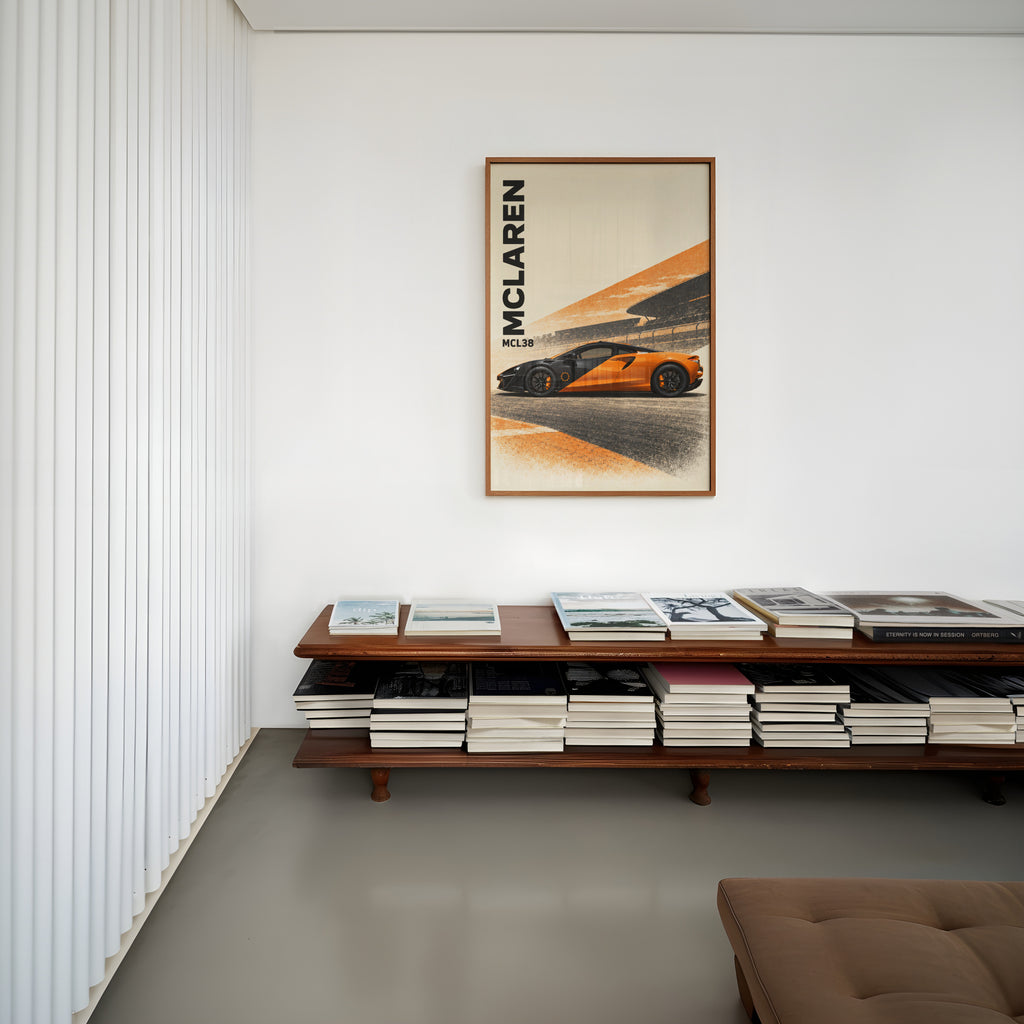 Vintage McLaren MCL38 Print, Racing Car Wall Art