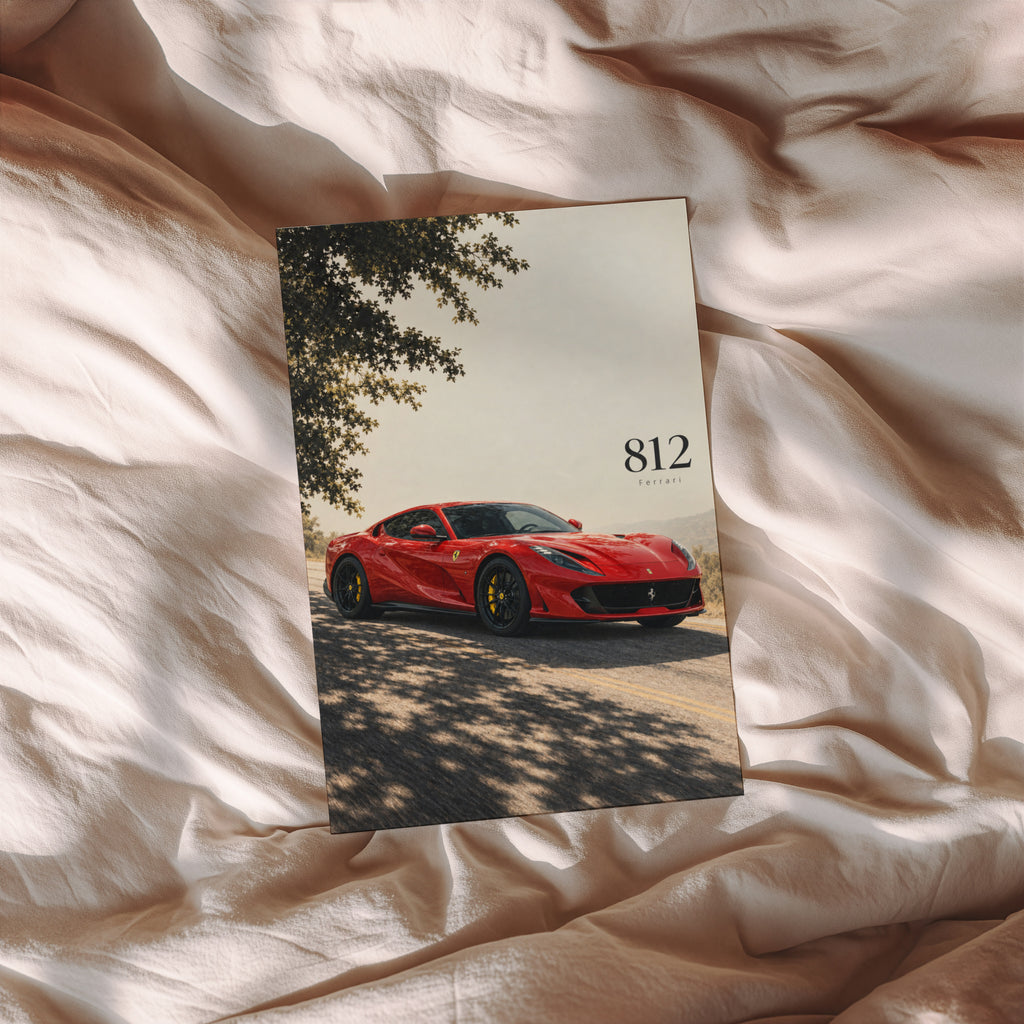 Vintage Ferrari 812 Print, Red Supercar Wall Art