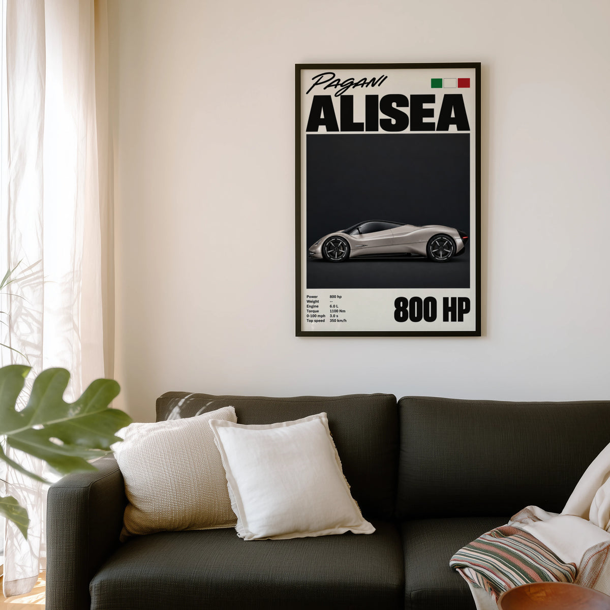 Vintage Pagani Alisea Print, Car Poster, Supercar Art