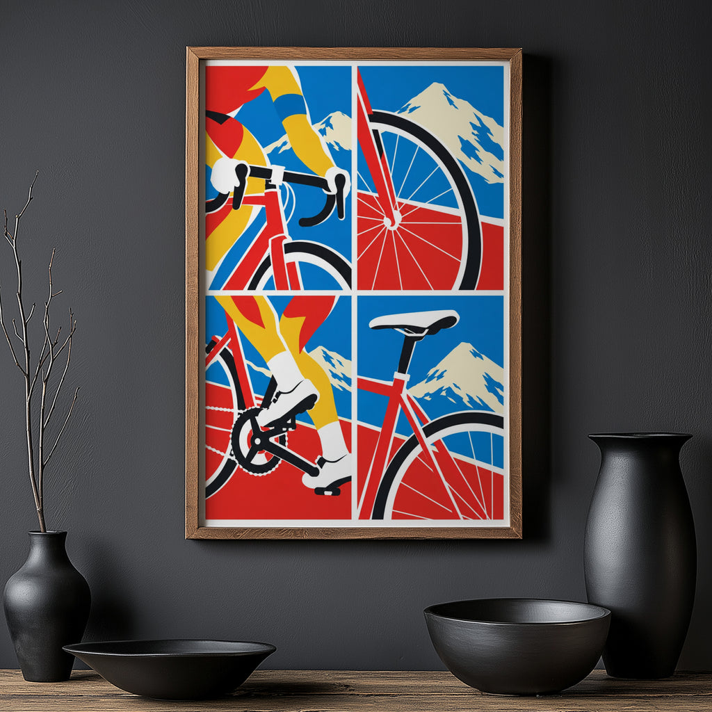 Vintage Cycling Poster, Road Bike Wall Art, Bicycle Print