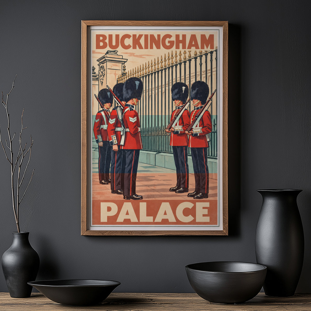 Vintage Buckingham Palace Poster, London Guards Print