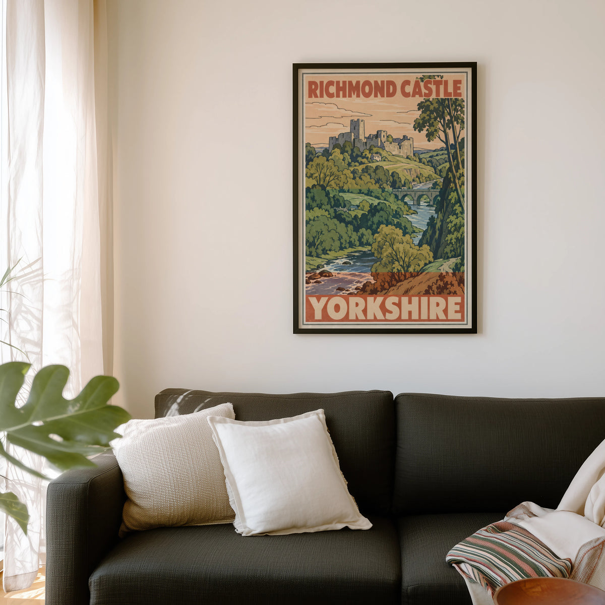 Vintage Richmond Castle Yorkshire Poster, Travel Print