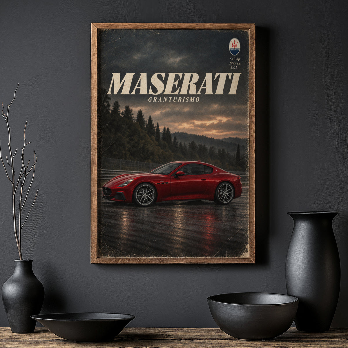 Vintage Maserati GranTurismo Print, Car Wall Art