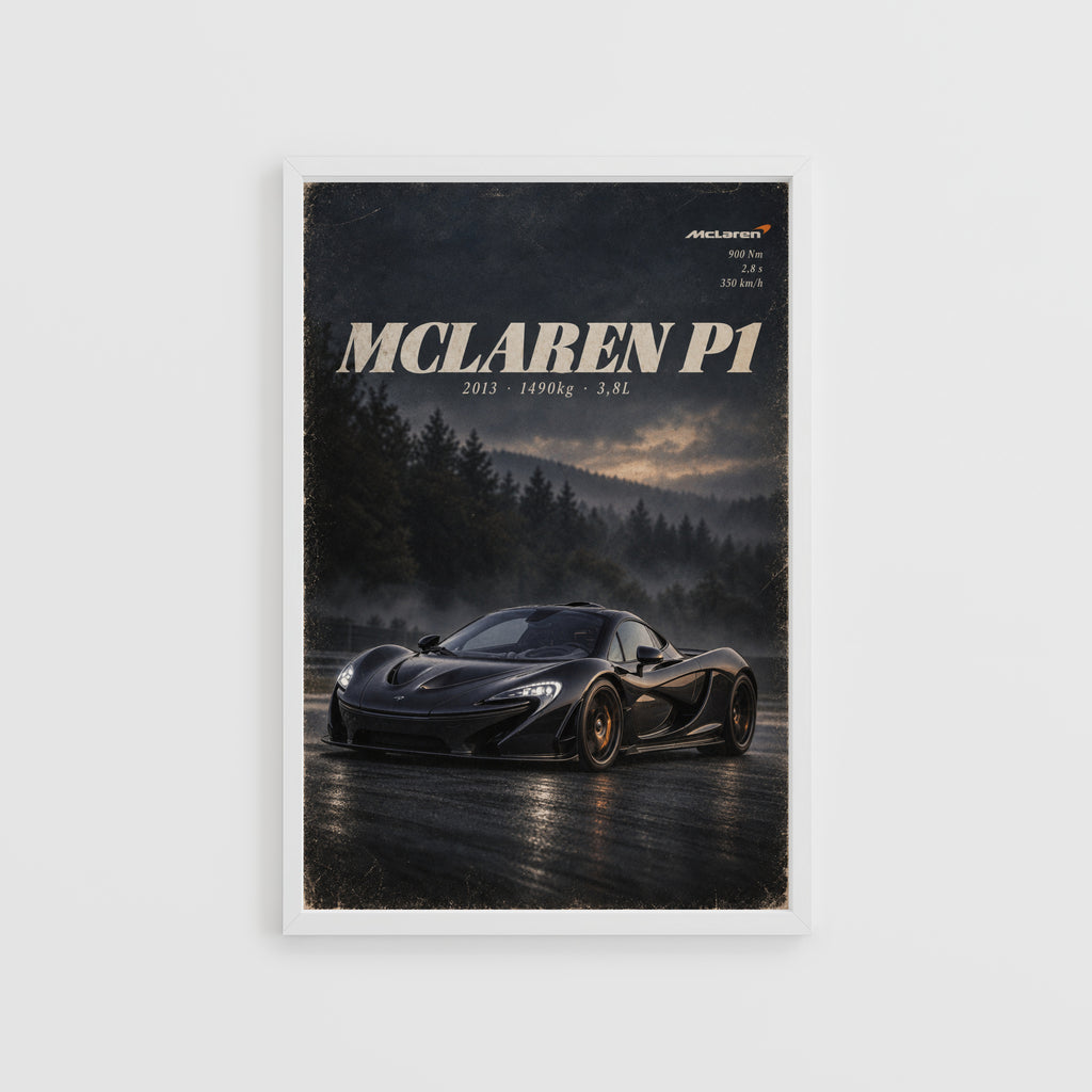 Vintage McLaren P1 Print, Supercar Wall Art