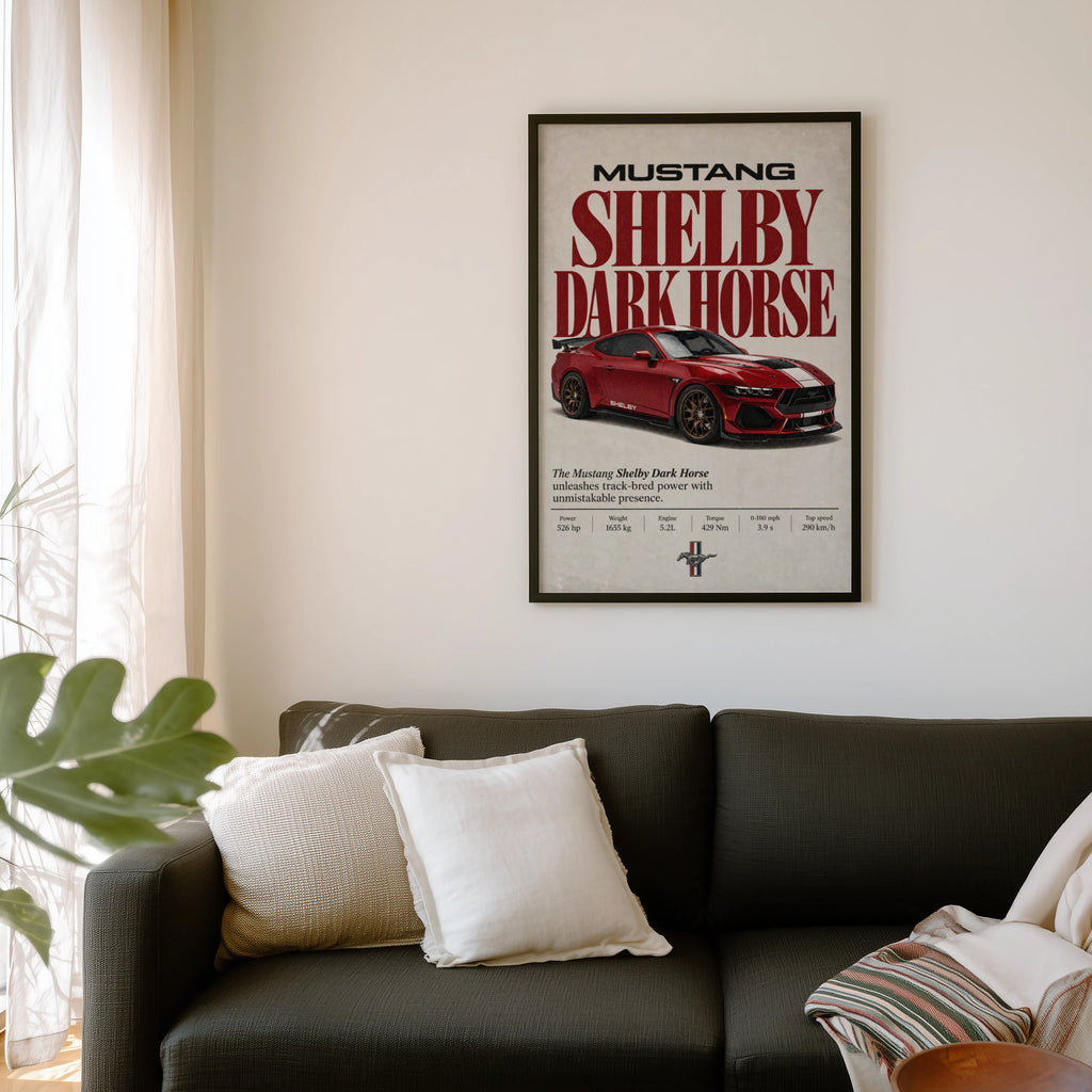 Vintage Mustang Shelby Dark Horse Print, Car Art