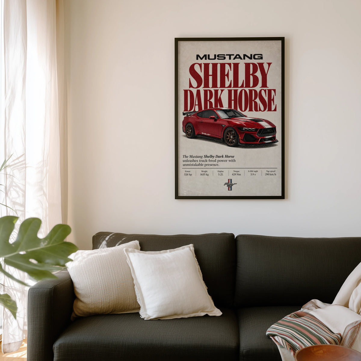 Vintage Mustang Shelby Dark Horse Print, Car Art