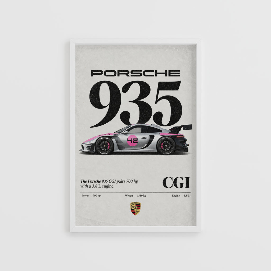 Vintage Porsche 935 Print, Racing Car Wall Art