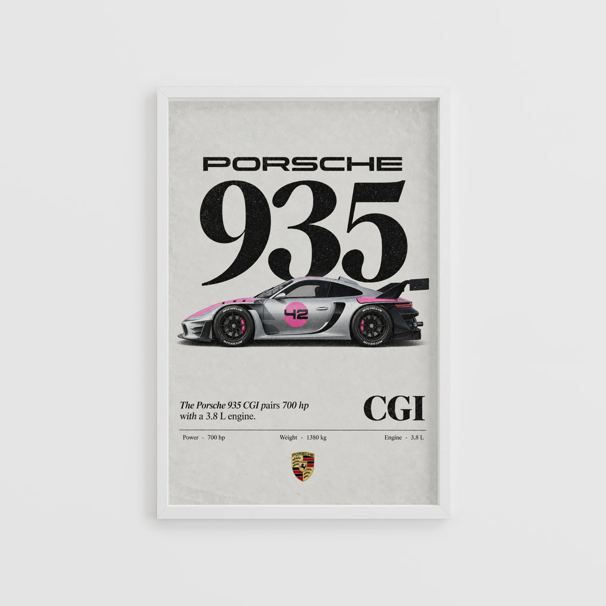 Vintage Porsche 935 Print, Racing Car Wall Art