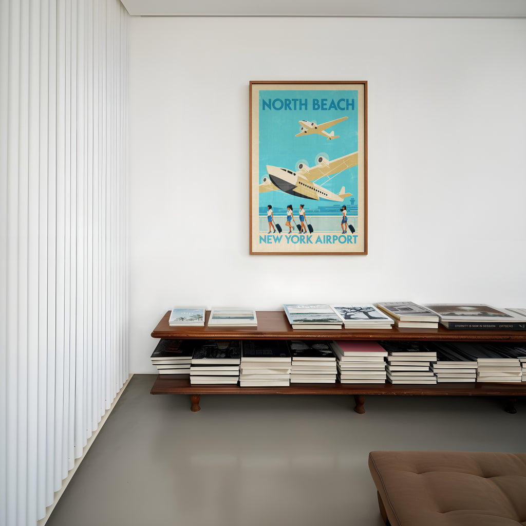 Vintage New York Airport Poster, Aviation Wall Art Print