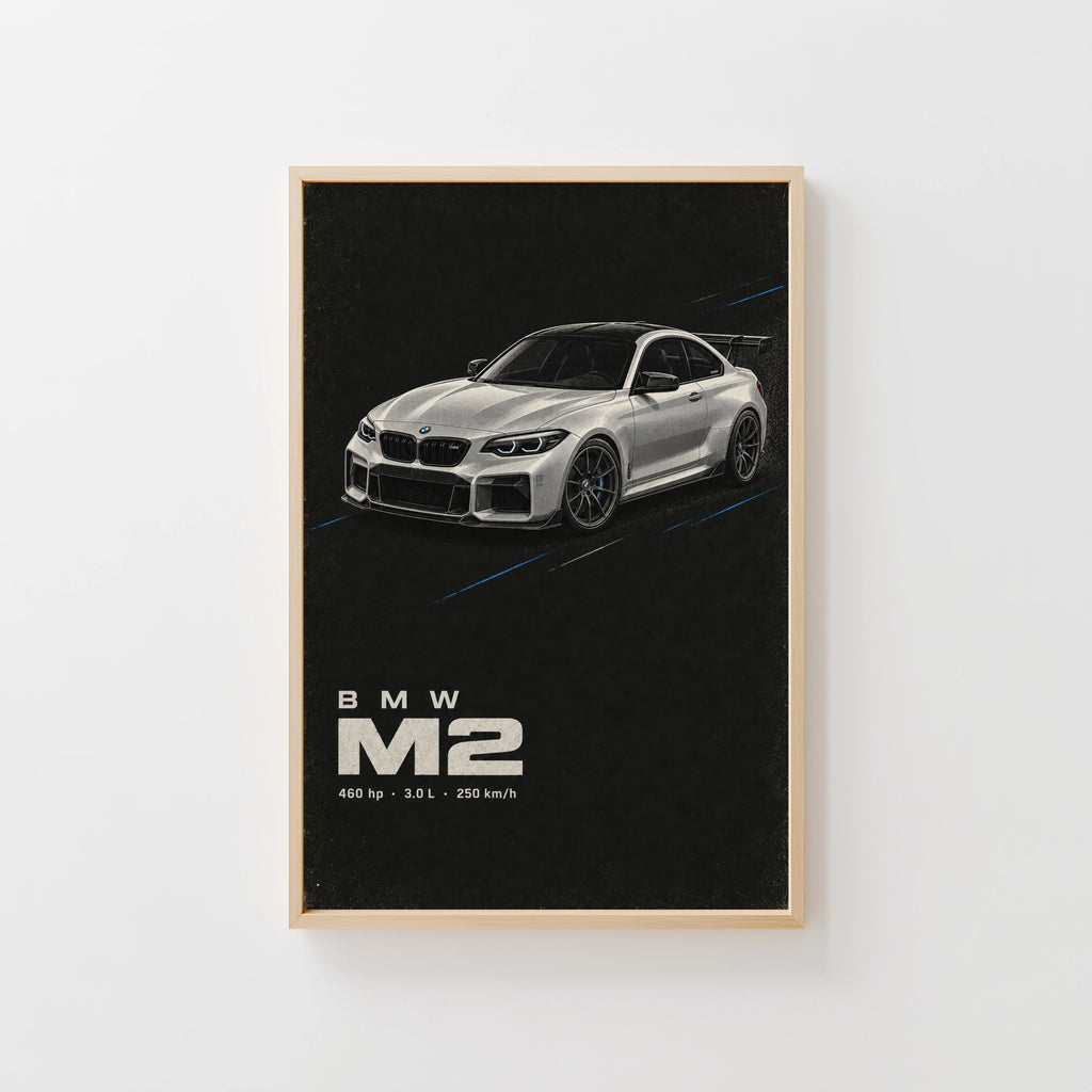 Vintage BMW M2 Print, Sports Car Wall Art