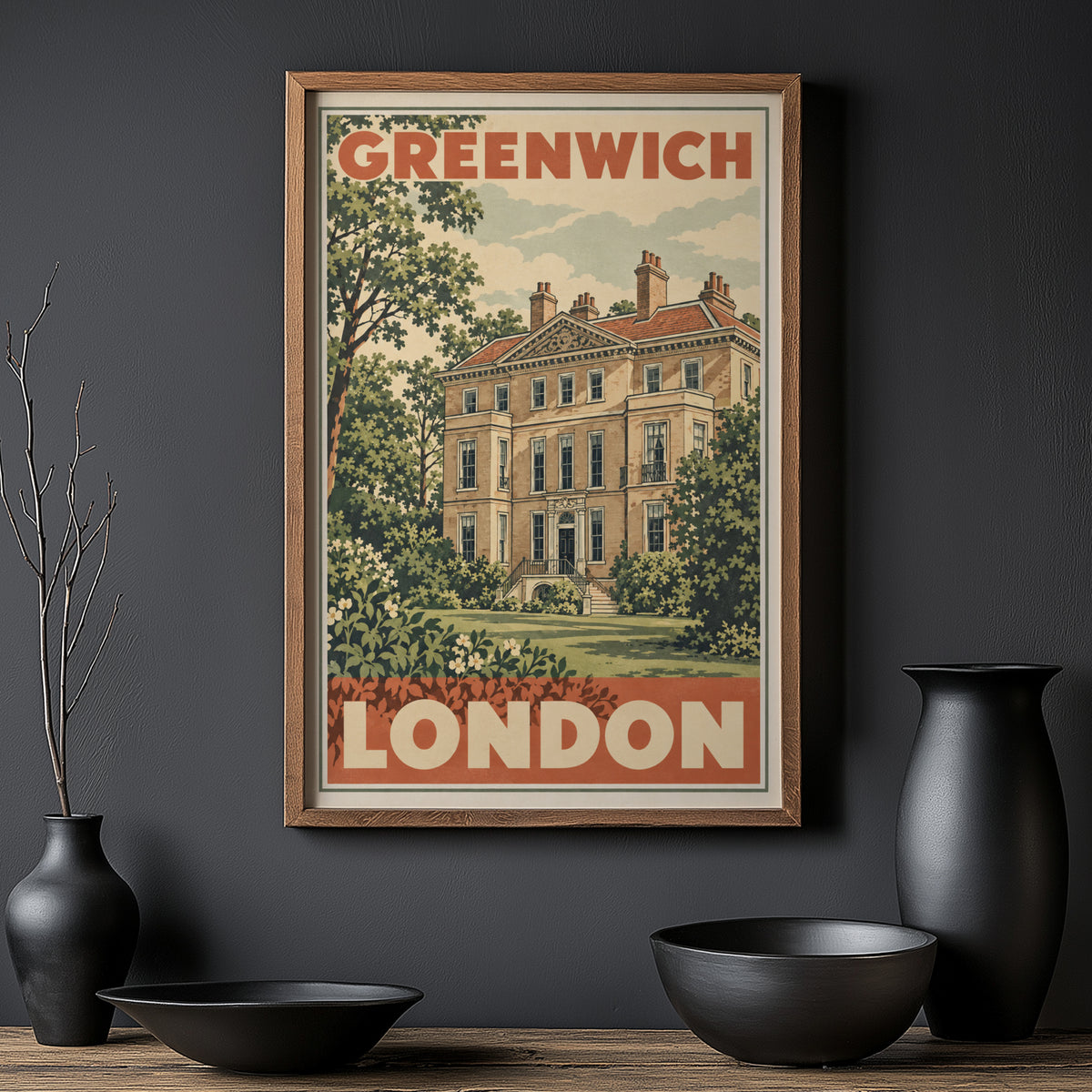 Vintage Greenwich London Poster, Georgian House Print