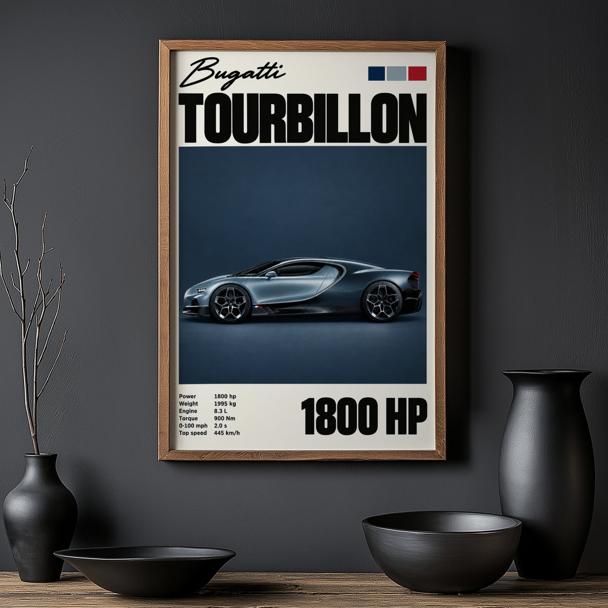 Vintage Bugatti Tourbillon Print, Supercar Wall Art
