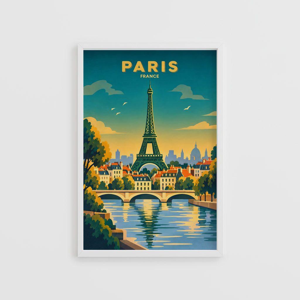 Vintage Paris Poster, Eiffel Tower Wall Art, France Print