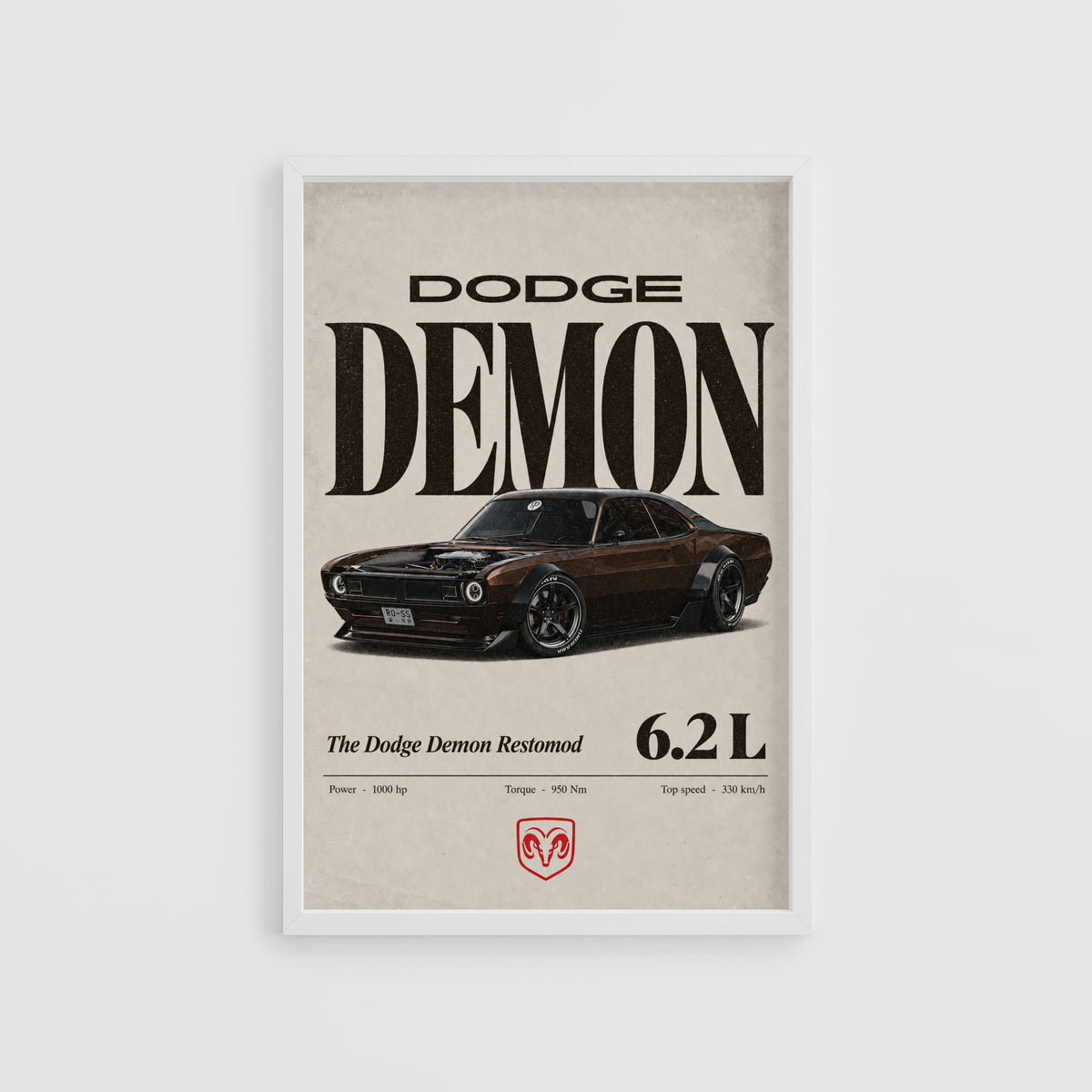 Vintage Dodge Demon Print, Muscle Car Poster