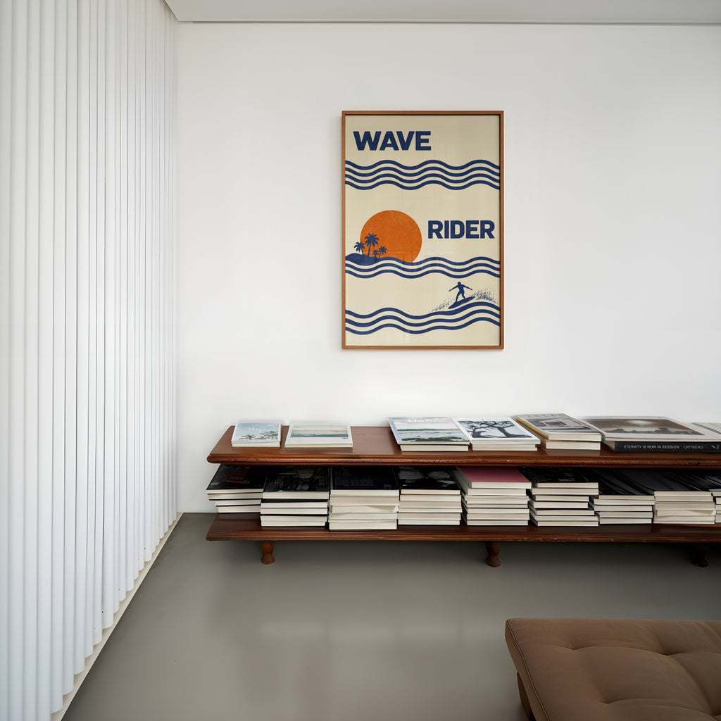 Vintage Wave Rider Surf Print and Poster, Retro Beach