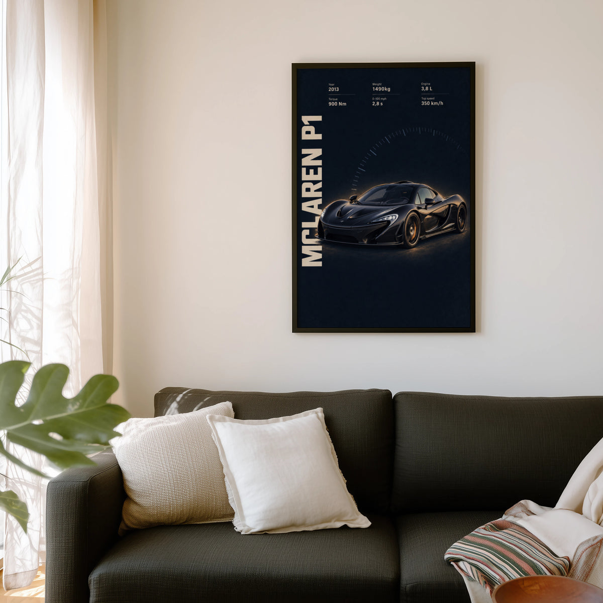 Vintage McLaren P1 Print, Supercar Wall Art