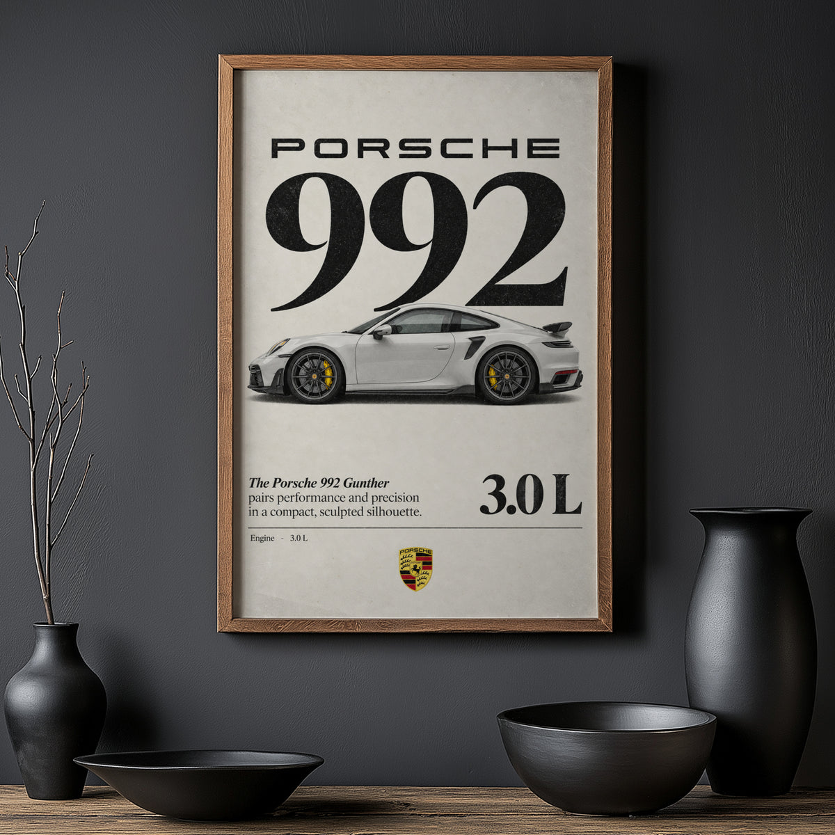 Vintage Porsche 992 Print, Car Wall Art