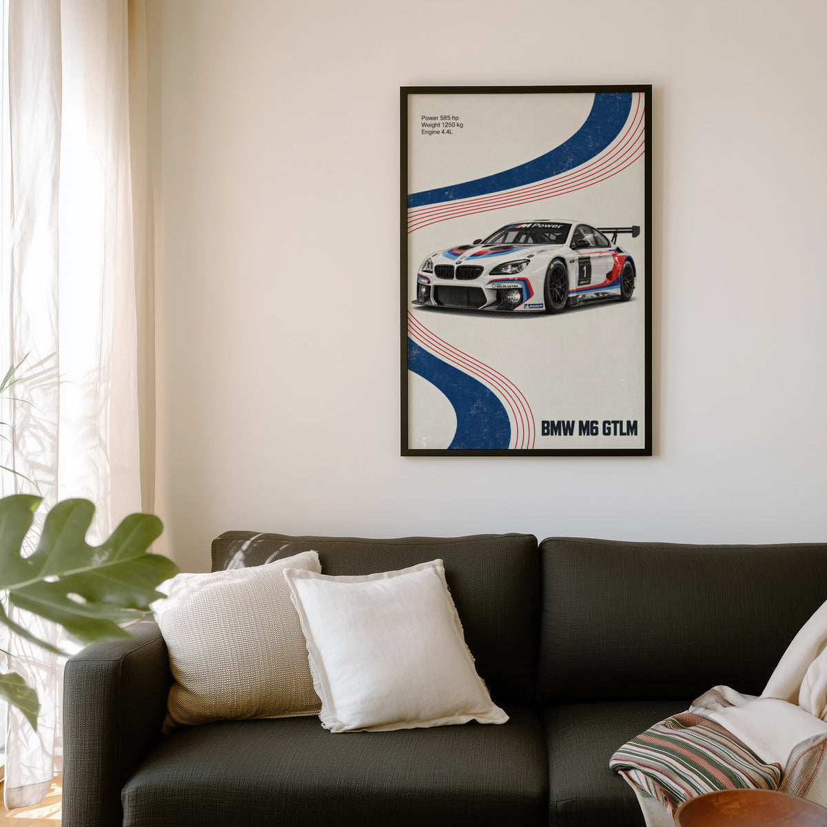 Vintage BMW M6 GTLM Race Car Print, Motorsport