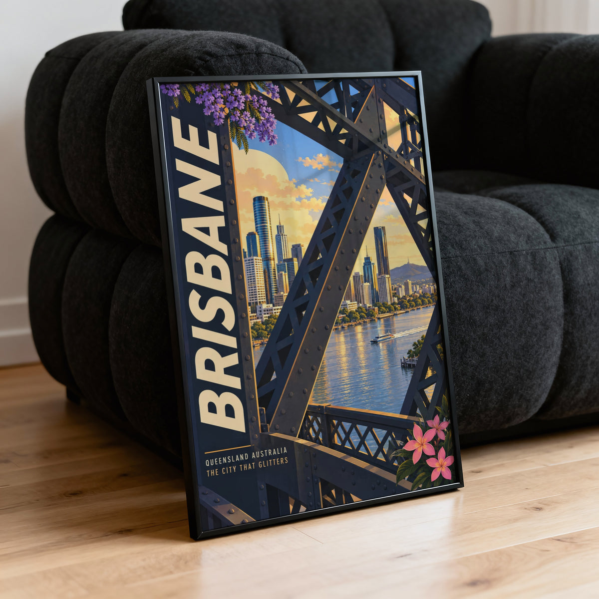 Vintage Brisbane Poster, Story Bridge Wall Art