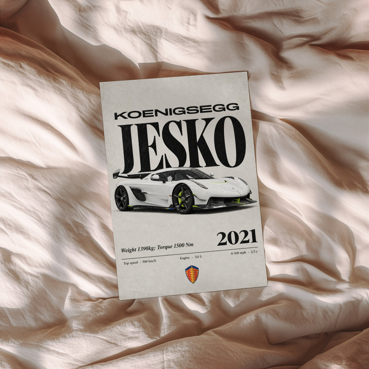 Vintage Koenigsegg Jesko Print, Supercar Wall Art
