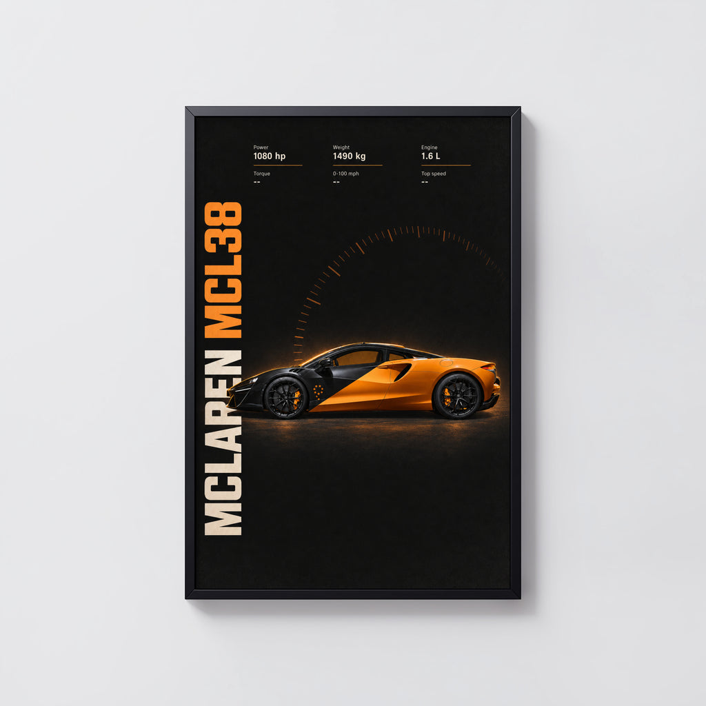 Vintage McLaren MCL38 Print, Supercar Wall Art