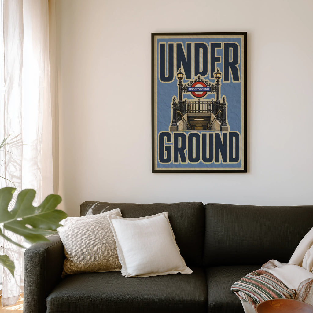 Vintage London Underground Poster, Tube Station Print