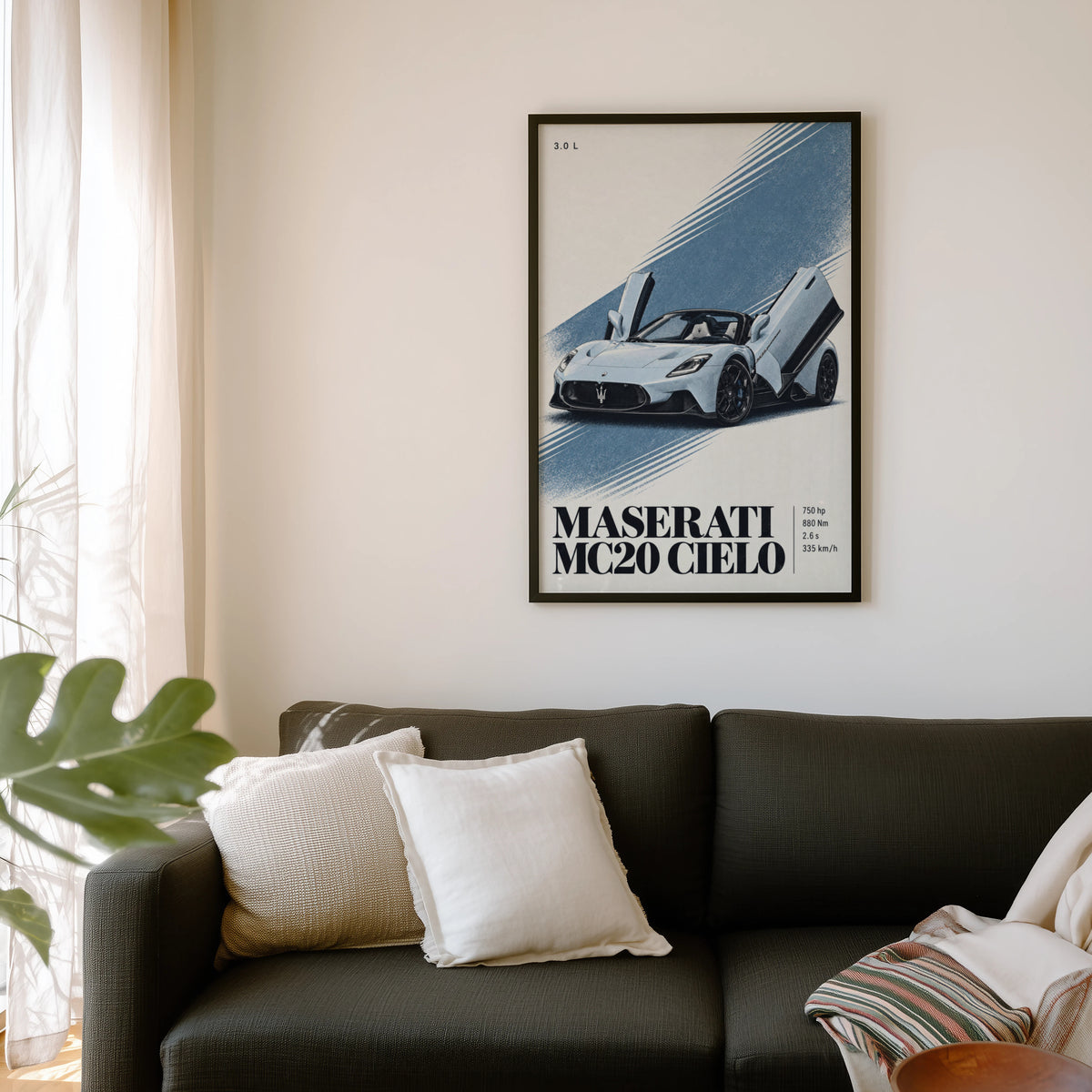 Vintage Maserati MC20 Cielo Car Print, Wall Art