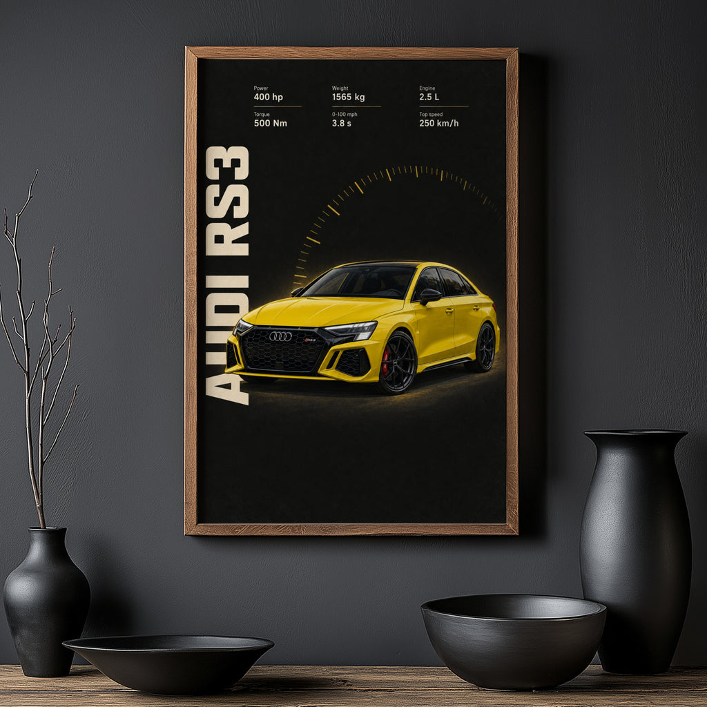 Vintage Audi RS3 Print, Car Wall Art