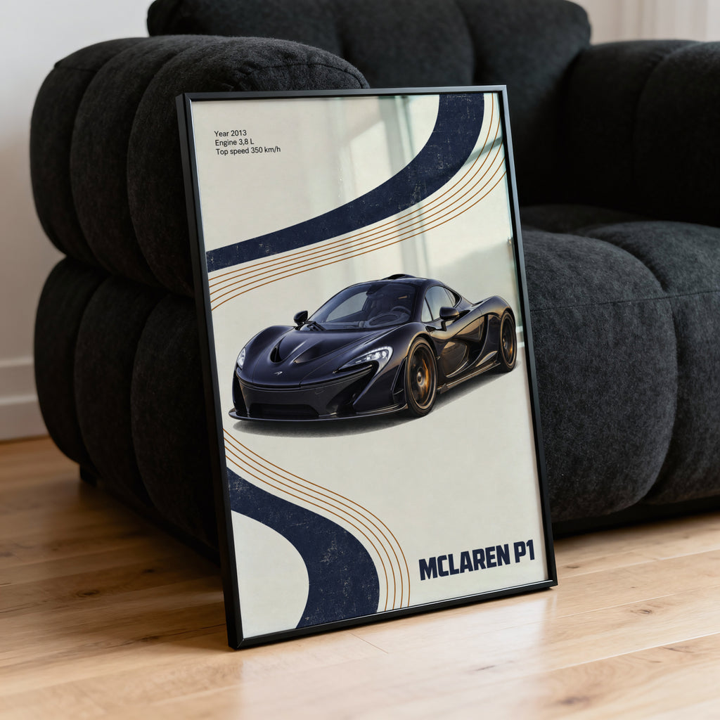 Vintage McLaren P1 Print, Supercar Wall Art