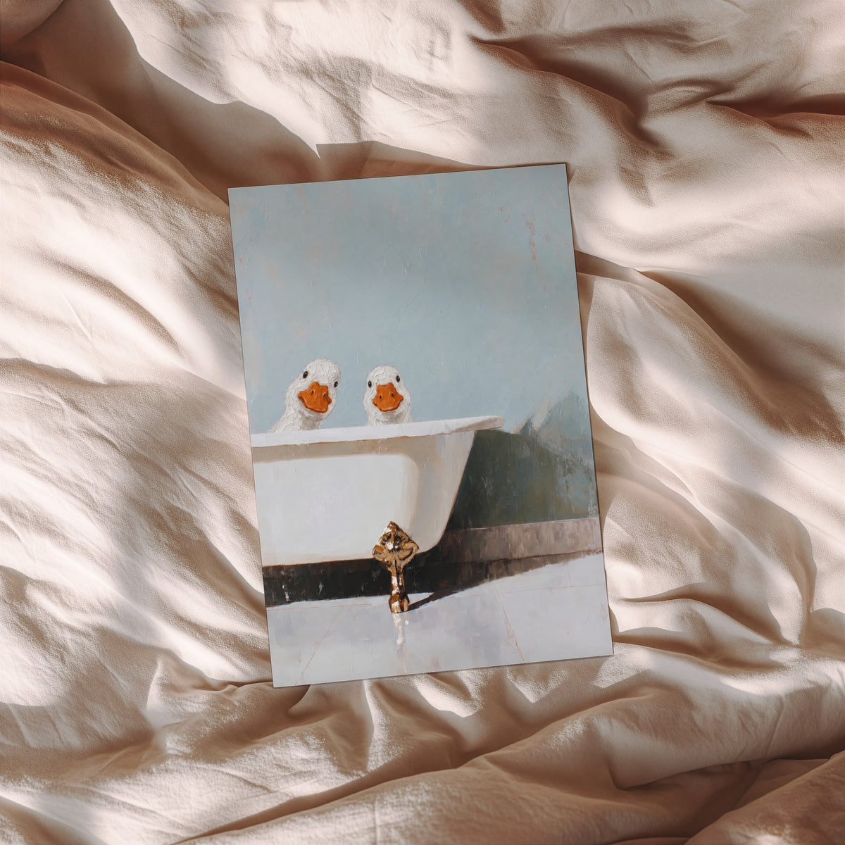 Vintage Duck Bathtub Print and Poster, Bathroom Art
