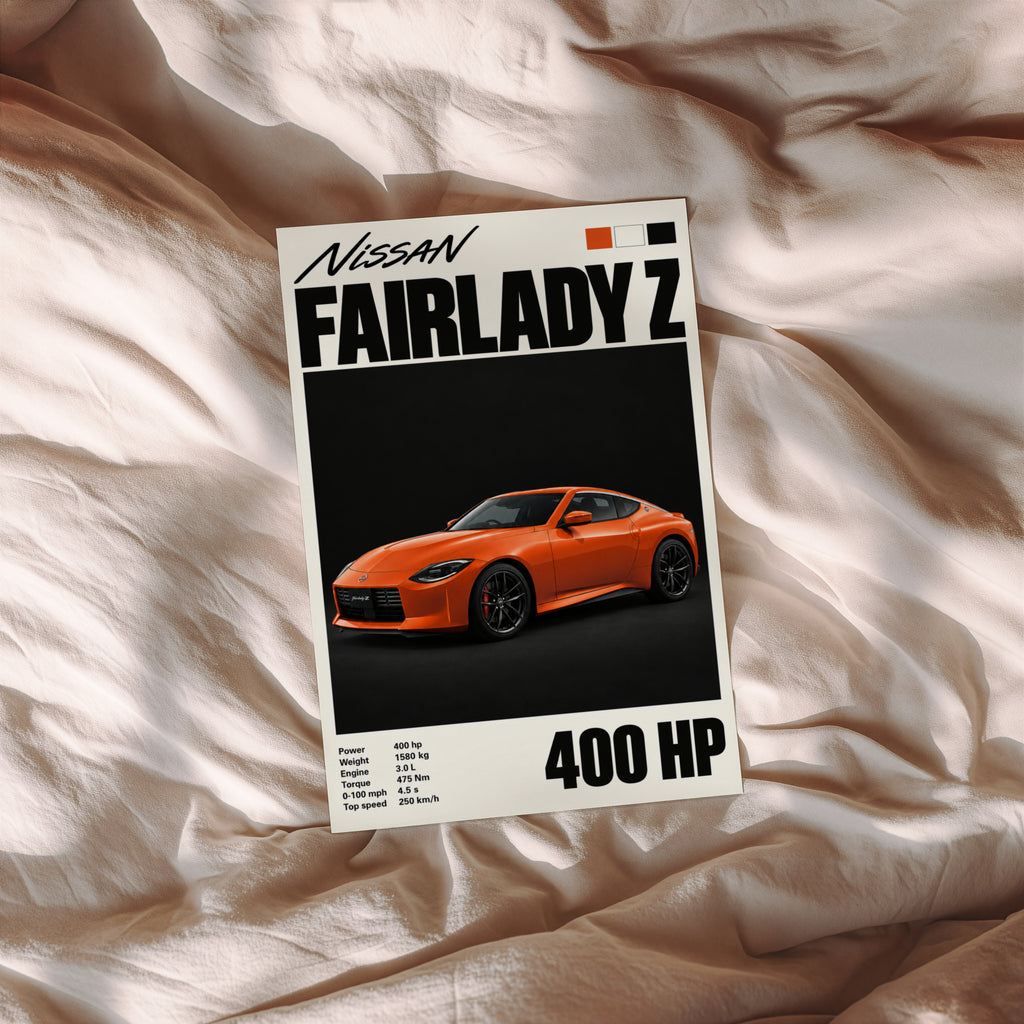 Vintage Nissan Fairlady Z Print, Orange Car Art