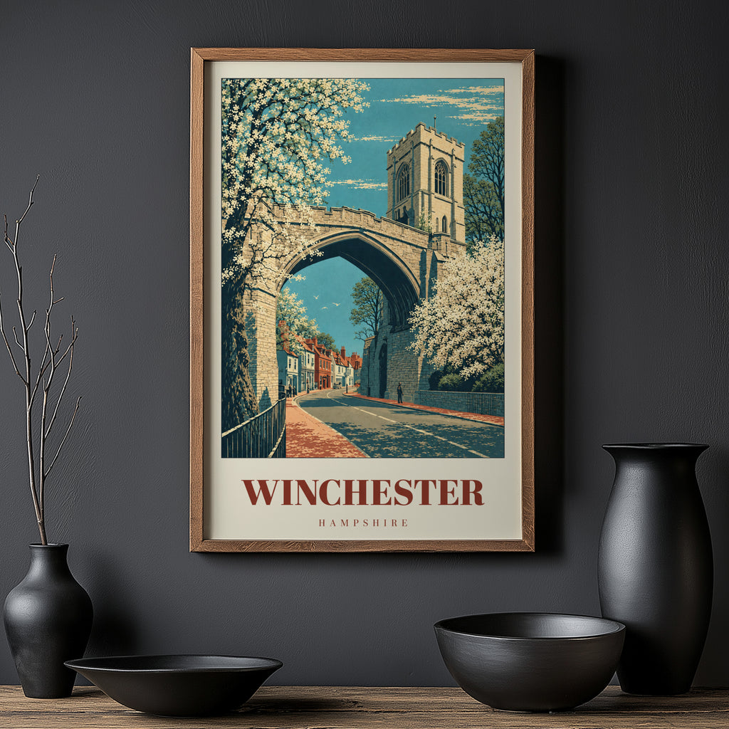 Vintage Winchester Poster, Hampshire Wall Art, England Print