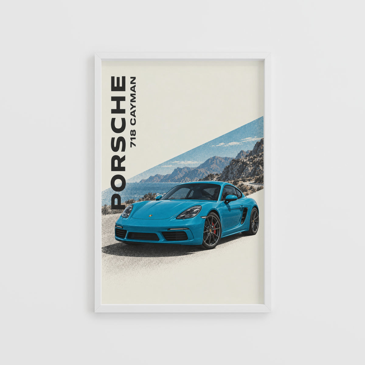 Vintage Print, Porsche 718 Cayman Coastal Wall Art