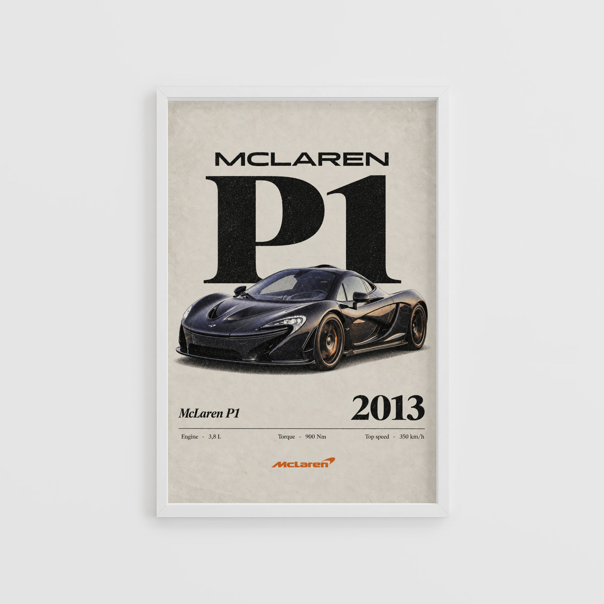 Vintage McLaren P1 Print, Supercar Wall Art