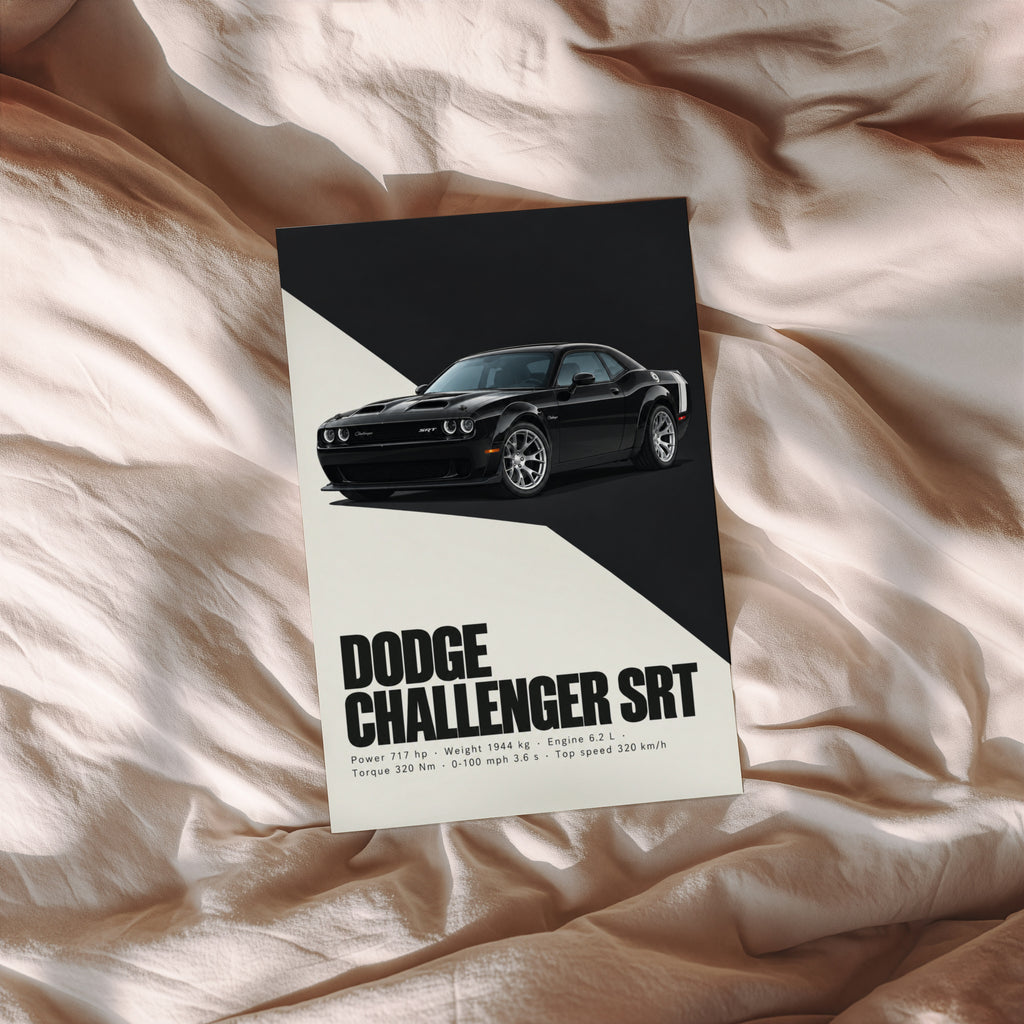 Vintage Dodge Challenger SRT Print, Muscle Car