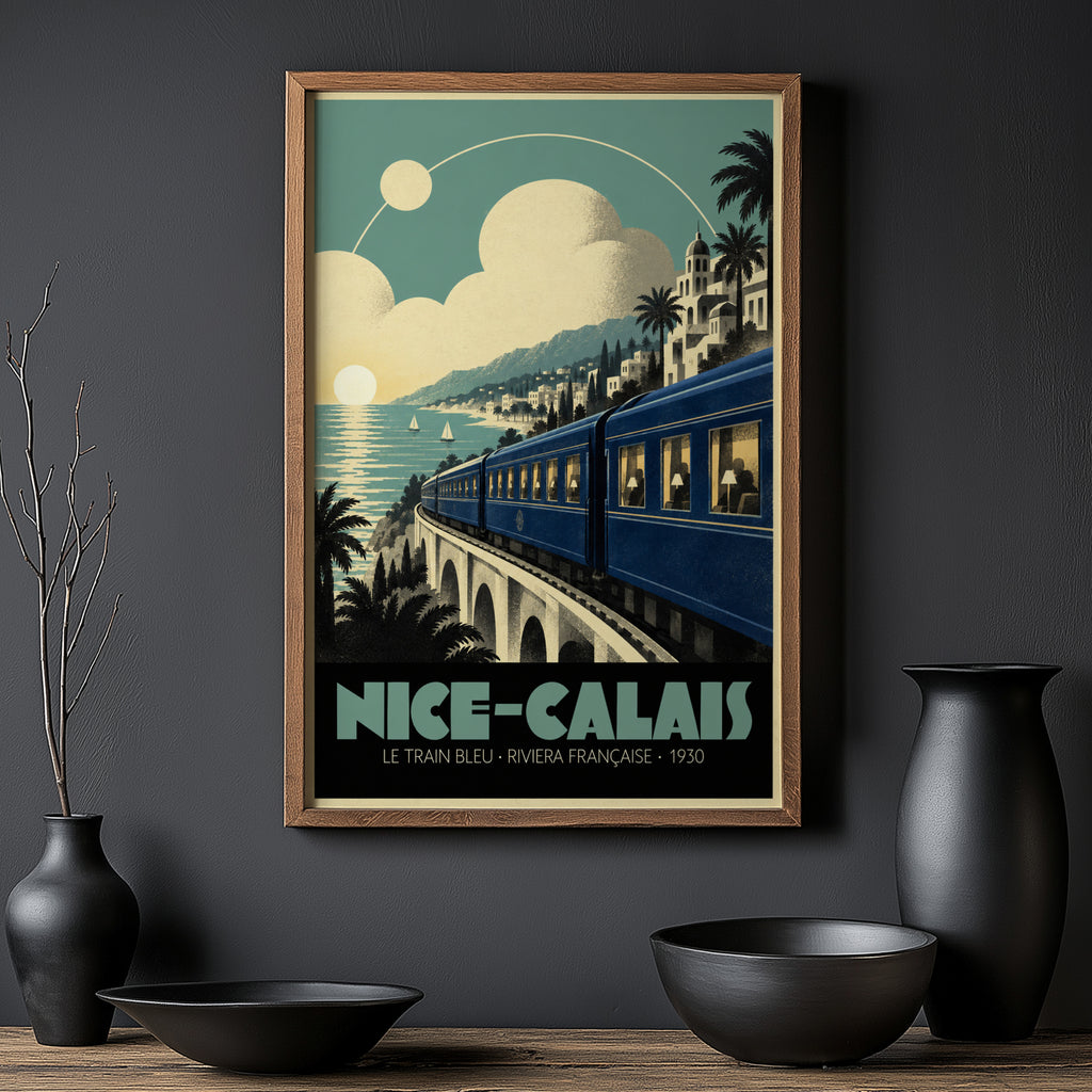 Vintage Le Train Bleu Print Poster, Riviera Wall Art